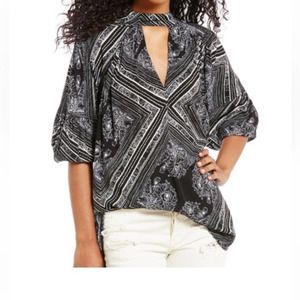 Free People Walking on a Dream' Keyhole Tunic Top large black and white